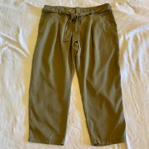 Lauren Ralph Lauren tie waist paperbag olive pants